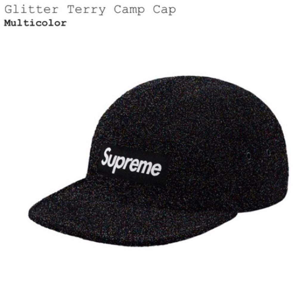 Authentic Supreme Glitter Terry Camp Hat